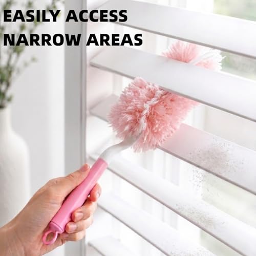 30 Count Pink Duster Refills Compatible with Swiffer Handle, 360° Multi-Surface Duster Refills with 1 Handle, 5X Microfibers Disposable Dusters for Home, Office Cleaning - color: 30 Pink Refills + Short Handle