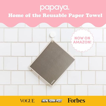 Papaya Reusable Paper Towels, Premium Swedish Dishcloths with Hook, Non-Scratch Reusable Paper Towel, 1 Sheet Replaces 17 Rolls - 2 Sheets, 1 Hook - color: Olive Martini