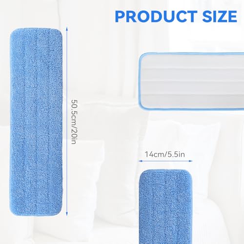 Microfiber Mop Pad for Rubbermaid Commercial 20 Inch Mop Head - 8 Pack Wet & Dry Commercial Cleaning Refills Reusable Mop Refills Fit for Any Microfiber Flat Mop System 18" to 21" - color: Blue-20inch-8pack