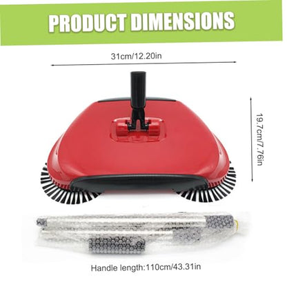 Carpet Sweeper 360° Rotation Manual Floor Sweeper with PET Broom Brush Robust Lightweight Hand for Home Office Low Carpets Rugs Undercoat Carpets, Red