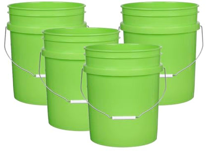 House Naturals 5 Gallon Premium HPDE Plastic Bucket - Made in USA Food Grade Storage Container, BPA Free All Purpose Pail (4, Lime) - color: Lime
