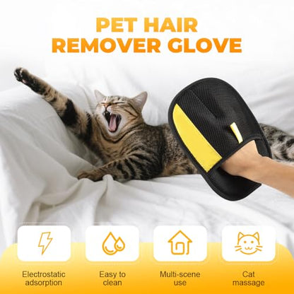 Kafia Pet Grooming Gloves,Pet Electrostatic Hair Removal Gloves,Two-Way Brush Sticky Hair Removal Tool,Cat Dog Hair Gloves,Reusable Powerful for Clothing, Couch, Furniture, Car Seats (3 PCS) - color: 3 PCS