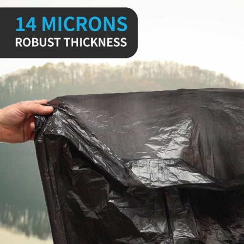 Black Garbage Bags, Made in USA, 40-45 Gallon, Light Duty, Durable, Unscented, High Density, Industrial and Commercial Use, for Lawn, Leaf, No Ears, No Ties, Bulk 250 Count - style: 40-45 Gal, 14 Micron Equiv, 250 Count, Black