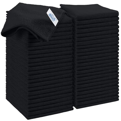 HOMEXCEL Black Microfiber Cleaning Cloth, 50 Pack Cleaning Towels for Kitchen, Lint Free, Scratch-Free, Highly Absorbent, and Reusable Cleaning Rags for House, Window and Glass, Cars, 11.5 X11.5 inch - color: Black