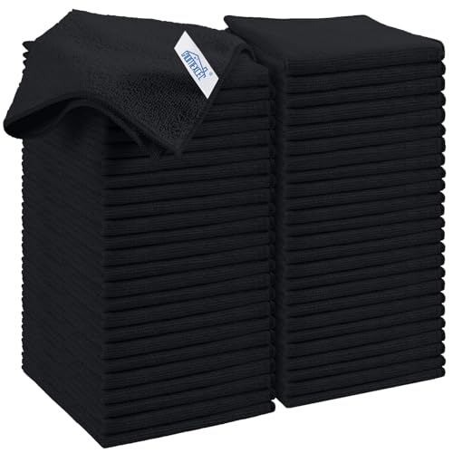 HOMEXCEL Black Microfiber Cleaning Cloth, 50 Pack Cleaning Towels for Kitchen, Lint Free, Scratch-Free, Highly Absorbent, and Reusable Cleaning Rags for House, Window and Glass, Cars, 11.5 X11.5 inch - color: Black