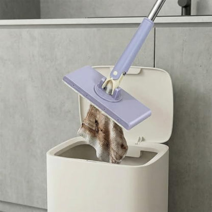 Snap Grip Mini Mop, Lazy Zero Touch Mini Mops with 10 Reusable Cloths, One-Click Cloth Change, Locking Head, Long Handle, Retractable Dust Mops for Multi-Surface Cleaning (Purple) - color: Purple