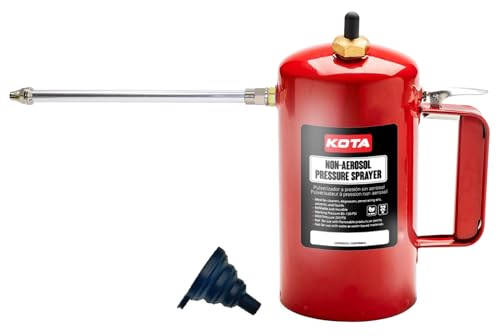 LAUCO Non Aerosol Pressure Sprayer - Refillable Pressurized Sprayer Bottle for Oil, Solvent, Degreasers, Lubricants - Rechargeable Steel Canister with Brass Nozzles, 32oz 69532 - color: Red