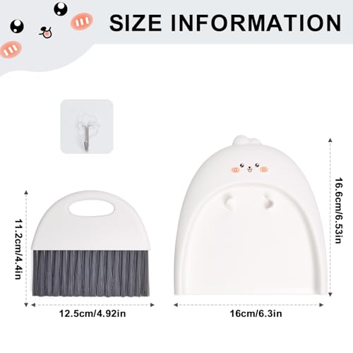 Mini Dustpan and Brush Set, Small Handheld Dust Pan with Clean Broom for Home, Kitchen, Desktop, Sofa, Keyboard, Table and Pet Cages(Cute Animal)