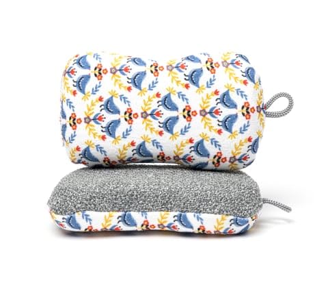 MÜkitchen Premium Microfiber Sponge Set for Dishes and Cleaning, 2 Pack, Printed (Scandi Birds) - color: Scandi Birds