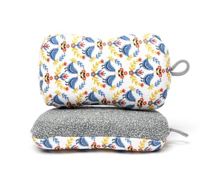 MÜkitchen Premium Microfiber Sponge Set for Dishes and Cleaning, 2 Pack, Printed (Scandi Birds) - color: Scandi Birds