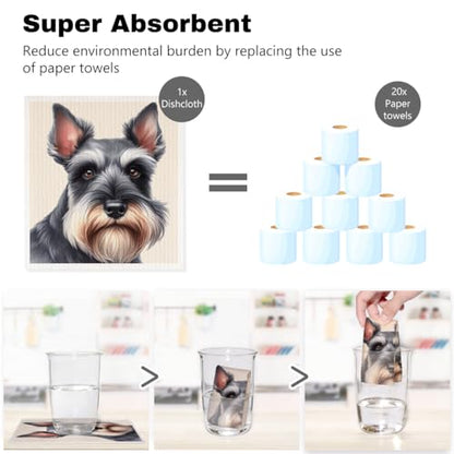 5 Pcs Cute Doggy Swedish Dishcloths, Cavalier King Charles Spaniel & Pomeranian Swedish Dishcloth, Shih Tzu Dish Cloths for Drying Dishes, Reusable Cleaning Cloths, Dog Lover Gifts for Women - color: Lm 03431