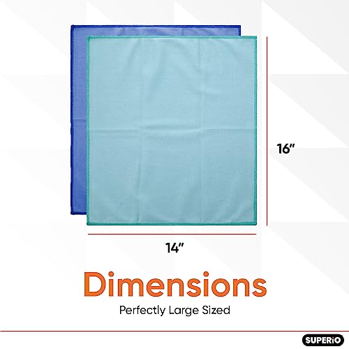 Superio Microfiber Glass Cleaning Cloth, Mirror & Window Miracle Cloth Lint & Streak Free, Washable, Large Eco-Friendly for Electronics, Cars, Tv Screens, Glasses... - color: Green/Blue