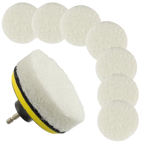 4 Inch Drill Brush Scrub Pads Cleaning Kit, 5X Faster Cleaning, Reusable Double Sided Scrub Pad for Bathroom Shower Tub Tile Grout Kitchen Toilet Hard Surfaces, 9 Pack(White) - color: White