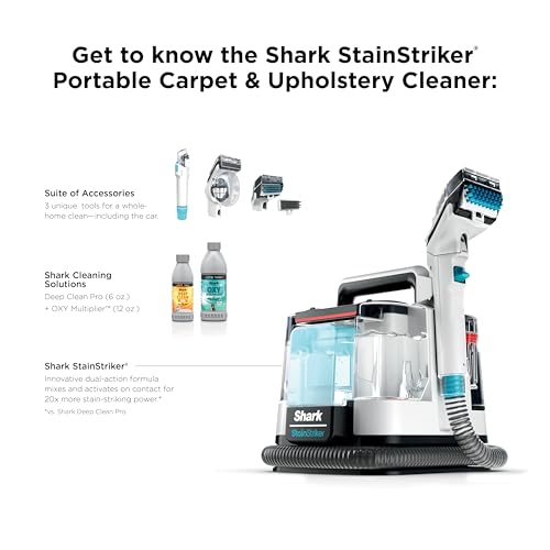 Shark StainStriker | Portable Carpet, Upholstery & Area Rug Cleaner | 3 Tools | Powerful Stain & Odor Remover | Deep Clean & OXY Solutions | White | PX201 - style: StainStriker + 3 Tools