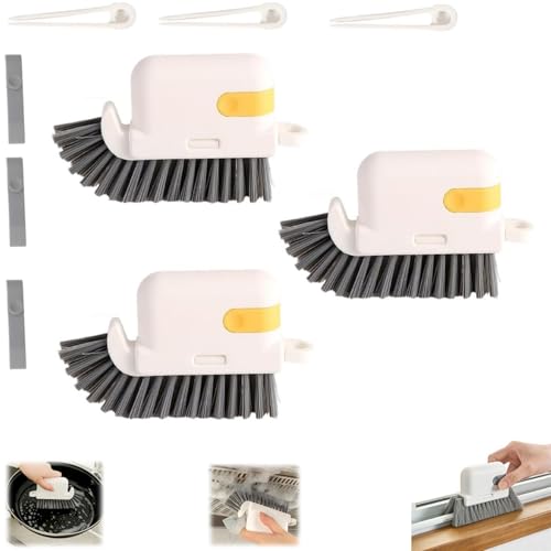 3-in-1 Removable Window Slot Brush,New Window Groove Cleaning Brush, Portable Window Track Cleaner Window Groove Cleaning Brush Tools with Hidden Scraper for Home Window Groove (Yellow-3PCS) - color: Yellow-3pcs