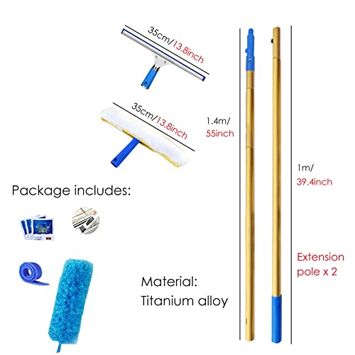 Professional Window Washing Kit with 11.5ft Extendable Pole, Includes Window Cleaner Tool & Squeegee, Ideal for Commercial & Home Use, Perfect for Hotels - size: Length 3.5m/138inch/11.5ft
