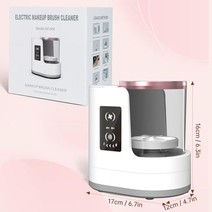 Electric Makeup Brush Cleaner Machine With Makeup Brush Dryer-Holder-Portable Automatic USB Cosmetic Brushes Cleaner Tool for All Size Beauty Makeup Brush Set,Eyeshadow, Blush Brush (white)