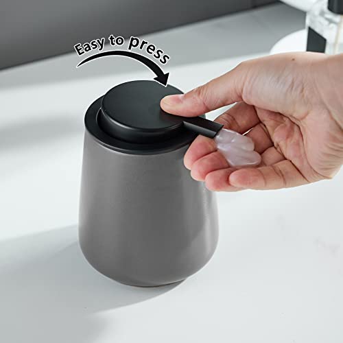 12Oz Hand Soap Dispenser Set - 2 Pack Ceramic Lotion Soap Dispenser Set with Easy-to-Press Black Pump, Refillable Mordern Liquid Dish Soap Dispensers for Bathroom & Kitchen (Grey, Liquid Pump) - color: Grey Liquid Dispenser
