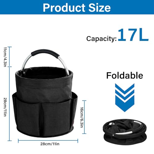 17L Foldable Storage Basket Handle Portable Multi Cleaning Bucket Bag for Outdoor Camping Home, Garden