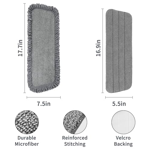 16.5" Microfiber Mop Pads Refills, 6 Pack Reusable Replacement Heads | reusable wet mop refills, machine washable for 14-16 inch spray mops, hardwood floors, dust cleaning & scrubbing - color: 16"grey*6