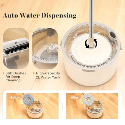 Electric Spin Self-Cleaning Mop and Bucket, Rechargeable and Cordless Spinning Mop and Bucket Set Separate Dirty Water, Easy Wring Spin Mop and Bucket with Wringer Set for Floor Cleaning
