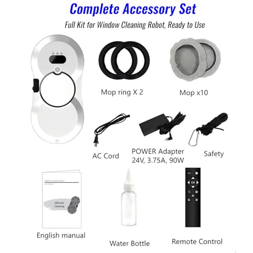 Iopsk Window Cleaning Robot, Automatic Window Cleaner with Water Spray, 5600Pa Suction, 3.0 Path Planning, Remote Control, for Indoor Outdoor Windows Glass Tiles Door