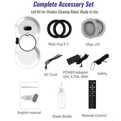Iopsk Window Cleaning Robot, Automatic Window Cleaner with Water Spray, 5600Pa Suction, 3.0 Path Planning, Remote Control, for Indoor Outdoor Windows Glass Tiles Door