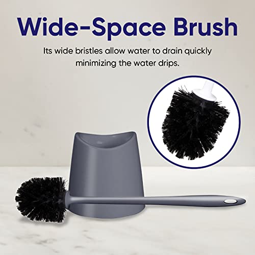 Modern Toilet Brush and Holder, Grey Toilet Bowl Scrub Brush with Storage Caddy, Bathroom Cleaner. by Superio - color: Gray, size: 1 Pack
