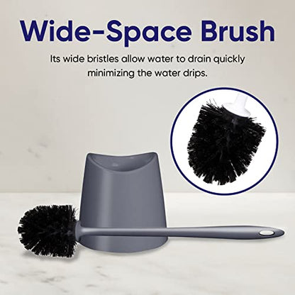 Modern Toilet Brush and Holder, Grey Toilet Bowl Scrub Brush with Storage Caddy, Bathroom Cleaner. by Superio - color: Gray, size: 1 Pack