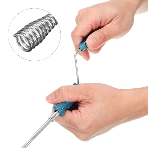 HARFINGTON Drain Augers 5 Ft Stainless Steel Flexible Plumbing Auger Hair Drain Cleaner Tool Toilet Auger Clog Remover Tool for Kitchen Bathroom Shower Sink Toilet Bathtub, Blue - color: Blue, size: 1.4m