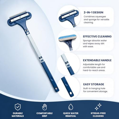 Window Screen Cleaning Brush, 2026 Upgraded 3 in 1 Mesh Cleaner Brush, Window Screen Cleaner Tool with Squeegee, Multifunctional Screen Brush, Double Sided Wet & Dry Dual Use (Blue )