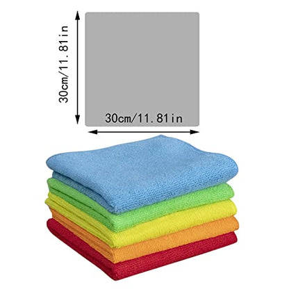 Microfiber Cleaning Cloth,Pack of 5,11.8"x11.8",Highly Absorbent Ultra Soft Kitchen Dish Towels,Lint-Free Reusable Streak-Free Cleaning Towels,Cleaning Rags for Window Home Kitchen Car - color: A-colorful