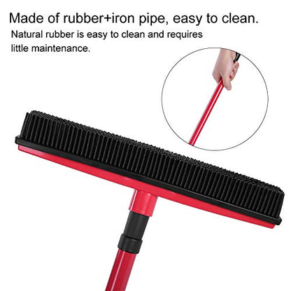 Pet Carpet Cleaning Brush, Rubber Hair Broom with Telescoping Handle, Red - Efficient Fur Removal, Easy Maintenance, Ideal for Pets and Homes (Red) - color: Red
