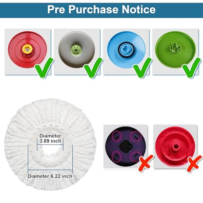 3 Pack Mop Heads Replacements, Compatible with FunClean Spin Mop & RinseWise Mop Bucket, Microfiber Spin Mop Head Refill Cleaning Supplie for Home Industrial and Commercial Use