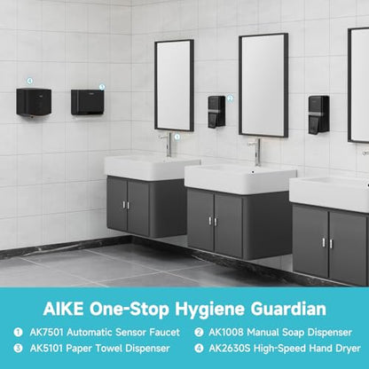 AIKE Wall Mount Liquid Soap Dispenser, 27oz Large Capacity with Extended Pump for Commercial Bathrooms,AK1008(Black) - color: Black