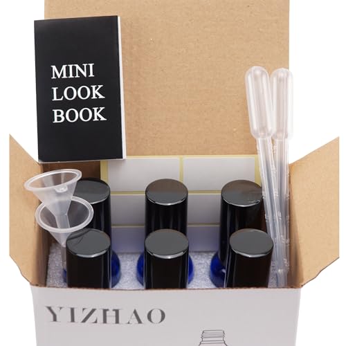 YIZHAO Black Glass Spray Bottles 1oz, with Small Fine Mist Spray, Metal Cap, Refillable for Essential Oil,Travel,Cleaning,Perfume,Aromatherapy,Makeup – 6 Pcs - color: Black, size: 30ml-6