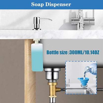 Ouest Dish Soap Dispenser for Kitchen Under Built-in Soap Dispenser Pump Bathroom with 300ML Bottle Electroplated - color: Electroplated-bottle