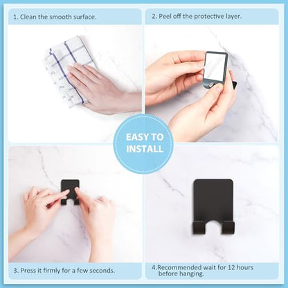 VIS'V Shower Wall Adhesive Razor Holder for His and Hers, Black, 2 Pcs | Metal Material, Compact Design, Peel and Stick, Fit for Smooth Flat Surfaces - color: Black
