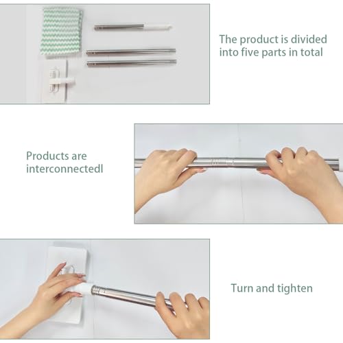 Mini Mop, Touch-Free Cloth Release Hands-Free Multi-Purpose Flat Mop with One-Click Press Lock, Use Thin Wipes or Soft Cloths, 39 in. Handle, Wet or Dry Tool for Small Spaces, 5 Cloths