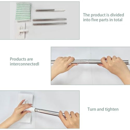 Mini Mop, Touch-Free Cloth Release Hands-Free Multi-Purpose Flat Mop with One-Click Press Lock, Use Thin Wipes or Soft Cloths, 39 in. Handle, Wet or Dry Tool for Small Spaces, 5 Cloths