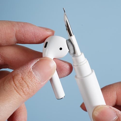 3-in-1 Multi-Functional Cleaning Pen Kit for Airpods, Earbuds, Keyboard, Camera Lens, Phone Port - Portable Earphone Cleaner Brush Tool for Bluetooth Headphones Charging Case (Black) - color: Black