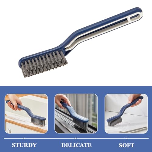 Healifty 2pcs Crevice Cleaning Brush Set Hard Bristle Gap Scrub Brush for Small Spaces Floor and Bathroom Grout Cleaning with Long Handle for Household Use