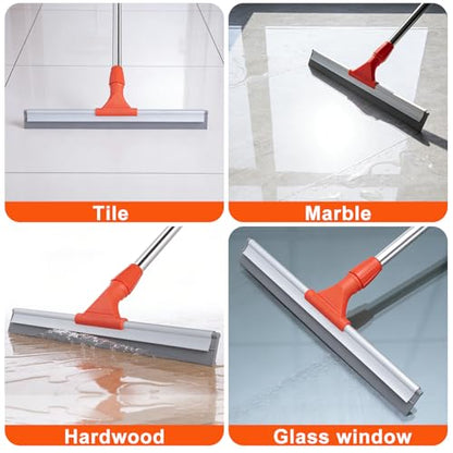 ITTAR Floor Squeegee with 60" Stainless Steel Handle, 17.2" Silicone Blade Floor Scrubber for Bathroom, Shower, Garage, Tile, Window and Water Removal