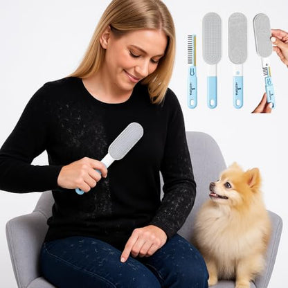 4-in-1 Pet Hair and Lint Remover Brush – Reusable Fabric and Clothing Cleaner for Pet Hair, Lint and Fur – Handheld Multi-Surface Tool for Clothes, Upholstery, Sofa and Travel Use (Sky Blue) - color: Sky Blue