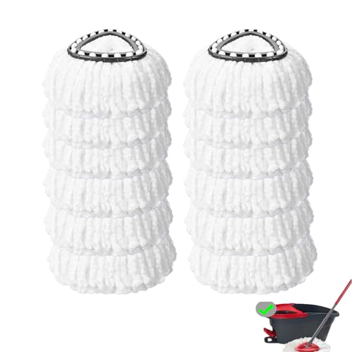 12 Pack Mop Replacement Head, Ailengy 100% Microfiber Mop Refills Spin Mop Replacement Head, 360 Micro Spin Cleaning Replacement Mop Heads for Easy House Cleaning Floor Mopping - size: 12 Pack