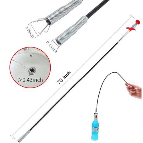 Drain Clog Remover, 79-Inch Flexible Grabber Claw Drain Snake, Pipe Cleaner for Kitchen, Bathroom, Tub, Toilet, Sewer, and Gutter - style: 76 IN