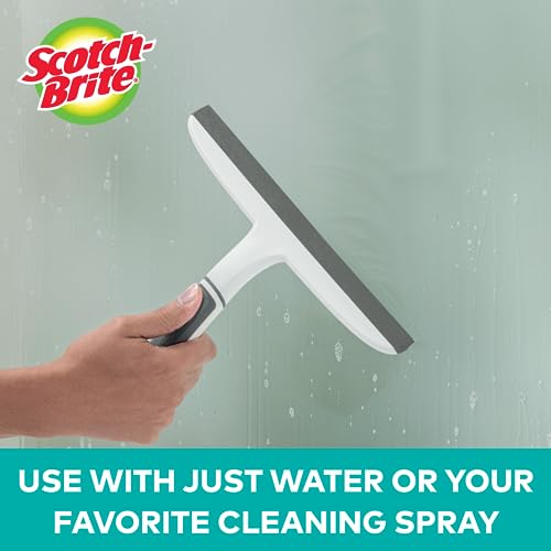 Scotch-Brite, All-Purpose 10 Inch Dual Blade Streak-Free Squeegee, Safe on Mirrors, Glass Shower Doors, Windows, Sinks and More - size: 10.188 in. x 7.5 in. x 1.5 in.