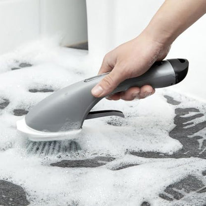 Dish Brush with Soap Dispenser, Soap Dispensing Dish Brush Detachable Handle, Kitchen Scrub Brushes for Dishes Kitchen Sink Bathroom Tiles - color: Gray