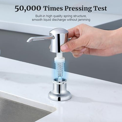 Soap Dispenser for Kitchen Sink Chrome Upgrade Built-in and Refill-from-Top Design with Liquid Hand & Dish Soap Bottle - color: Chrome, size: with Bottle