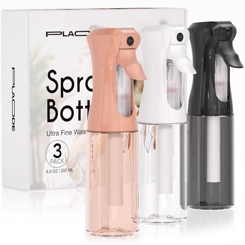 Spray Bottle for Hair, Continuous Ultra Fine Mister Spray Bottle, Refillable Water Sprayer for Hairstyling, Plants, Pets, Cleaning, Skincare (3 Pack 6.8OZ/200ML,White+Black+Terracotta) - color: White Black Terracotta, size: (3-Pack)-6.8 Oz